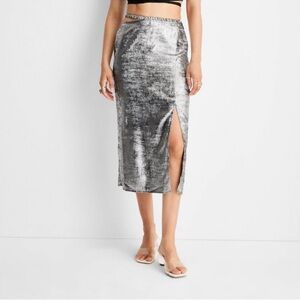 Silver Sequin Maxi Wrap Skirt